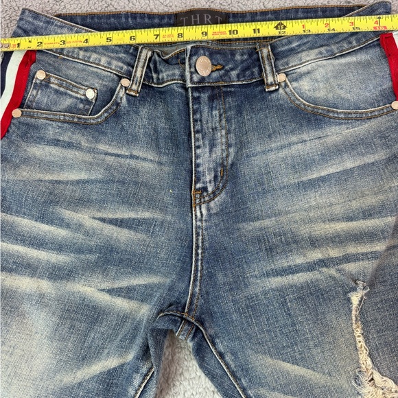 THRT Men's Size 34 X 30 Slim Fit Sabotage Stripe Ripped Denim Skinny Jeans - Picture 3 of 8